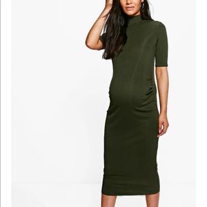 maternity High neck ribbed midi dress